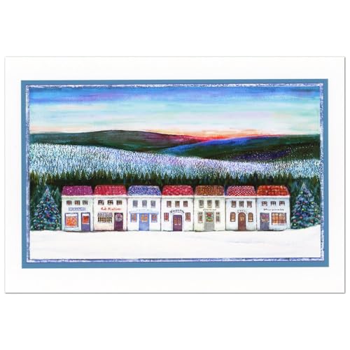 クリスマスカード 洋風 二つ折り 金子知子 MT-7(KK-20) 雪山のクリスマス ジ−クレ−版画 MERRY CHRISTMAS印字 Christmas card グリーティングカード