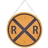 Juvale Railroad Crossing Sign for Restaurants, Vintage Train Decor Perfect for Cafes (12 x 12 In)