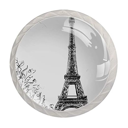Gata i Paris Eiffeltornet 4-pack runda lådknoppar i glas kristallglas 30 mm skåpknoppar draghandtag