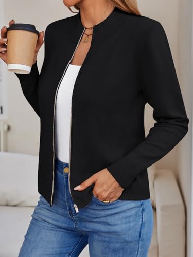 LILLUSORY Womens Zip Up Cardigan Sweaters Crew Neck Trendy Jackets Long Sleeve Outfits Fall Fashion 2025 Winter Clothing3