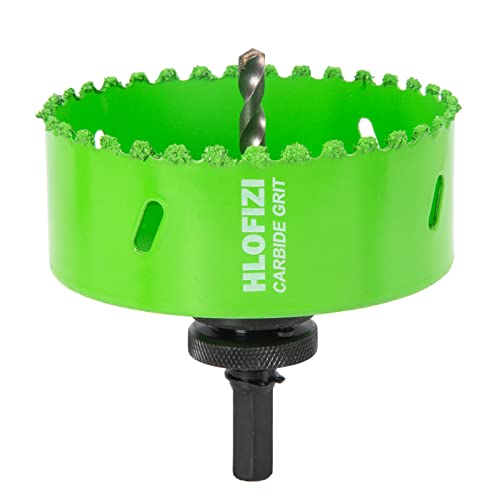 Hlofizi 4 Inch Carbide Grit Hole Saw For Recessed Lights And Dryer Vent, Cuts Through Stucco, Ceiling Old Plaster, Drywall, Cement Board, With 1-1/2" Depth, Up To 6X Faster #TOP1