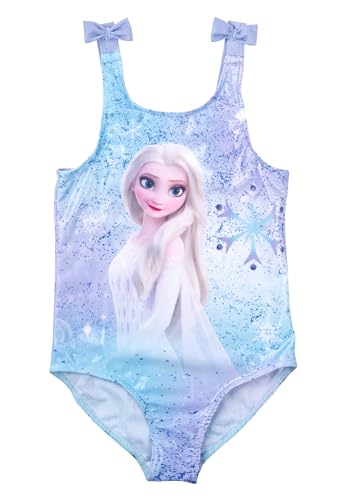 Disney La Reine des Neiges Maillot de Bain avec nœuds pour Fille - Elsa Frozen, Bleu (98-104)