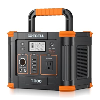 Portable Power Station 300W (Peak 600W), GRECELL 288Wh Solar Generator with 60W USB-C PD Output, 110V Pure Sine Wave AC Outlet Backup Lithium Battery for Outdoors Camping Travel Hunting Home Blackout