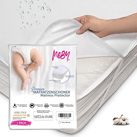MEBY 70x140 cm wasserdichter Matratzenschoner für Baby. Atmungsaktive Matratzenauflage aus Baumwolle. Matratzenschutz, wasserdicht, nässeschutz. Elastisch, ohne Knistern. Inkontinenzauflage Cover
