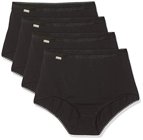 Playtex Women's Culotte Maxi Coton Stretch X4 Knickers, Black (Noir 001), 14 (Pack of 4)
