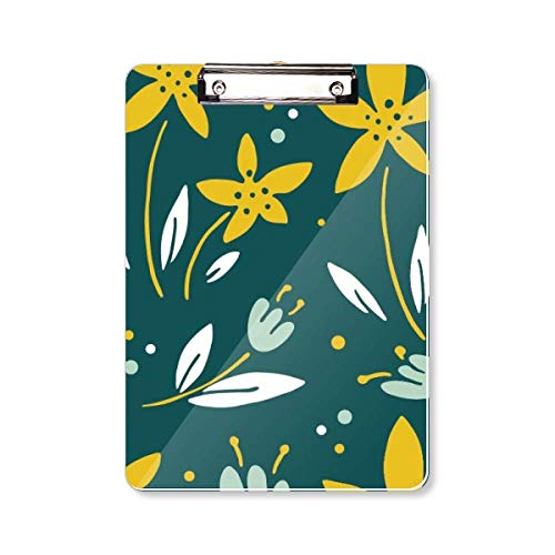 Plante porte-bloc A4 floral jaune vert blanc pour écriture