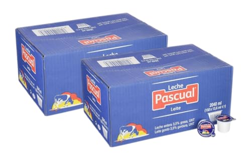 PACK 2 - Leche Pascual Entera UHT Monodosis 13,6 ml – Sin Refrigeración – Ideal Hostelería, Bares, Cafés y Oficinas – Caja 300 Tarrinas