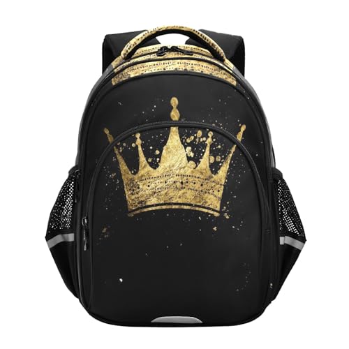 Cartoon Gold Crown Backpack for Kids Elementary School Bag Boys Girls Bookbag Travel Backpack Daypack