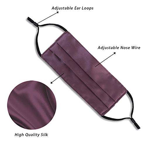 DFFGGD 4 Pcs Adult Washable Double-Sided Silk Face Masks with Nose Wire. Adjustable, Reusable. Women Gift.