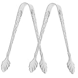 FONDOTIN 2個 浮彫りローズデザインステンレス製グ エルゴノミックグリップで氷 角砂糖 食品用に キッチンサービングクリップ