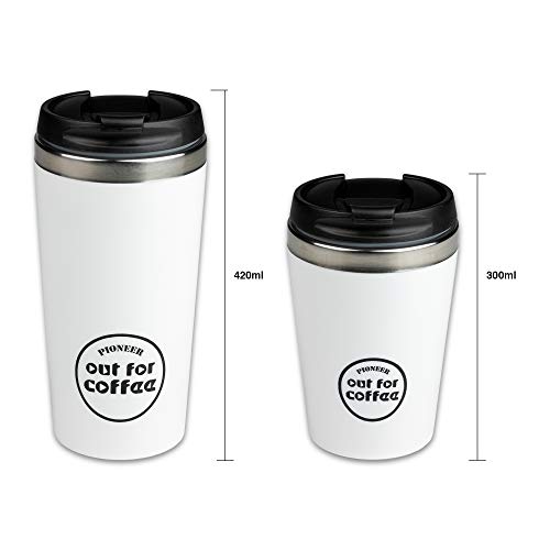 Pioneer Flasks CMG300R Taza de Viaje, 0.3 litros, Acero Inoxidable, Blanco - Imagen 6