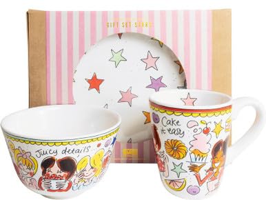 Blond Amsterdam Frühstücks-Geschenkset Stars – 3-teiliges Set mit Sternenmotiv Design – Ideal für Sammler und Frühstücksliebhaber