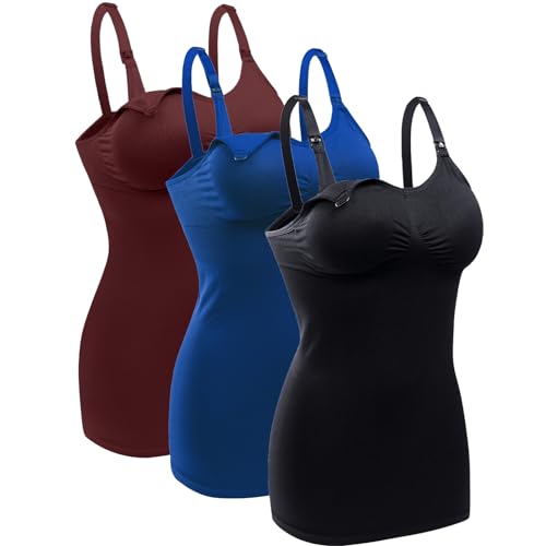 Image of BRLIDO Womens Nursing Tank Tops Built in Bra for Breastfeeding Maternity Camisole Brasieres