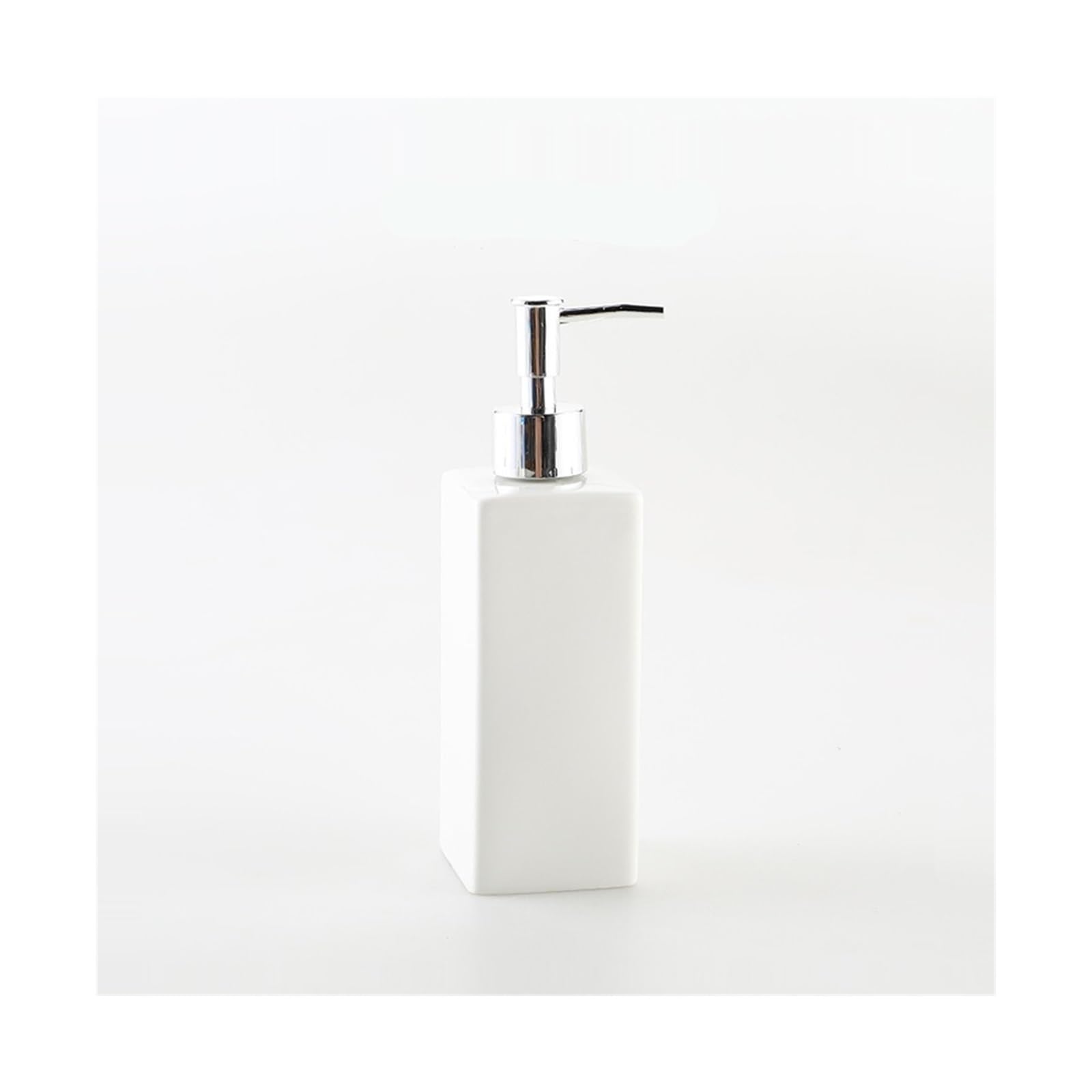 soap dispenser, Soap Dispenser,Kitchen, White Rectangle Ceramic with Silver Pump 15.2oz Dish for Bathroomer