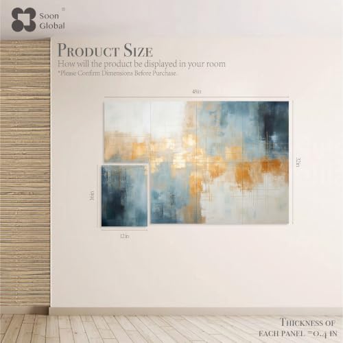 Image of Soon Global 8-Pack Acoustical Wall Panels, 48 X 32 Inches Art Acoustic Panels, Decorative Acoustic Panels, Acoustic Wall Panels, Sound Absorbing Wall Art, Teal Aura