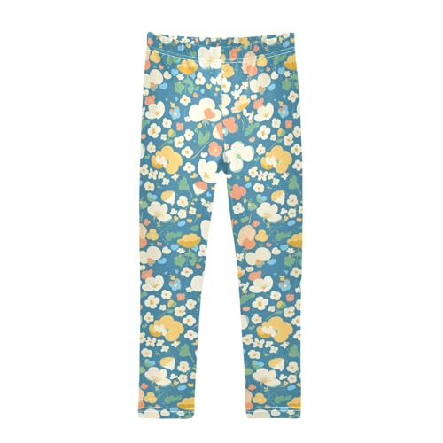 KLL Cute Flower Toddler Girl Basic Leggings Fashion Full Length Activewear Gym