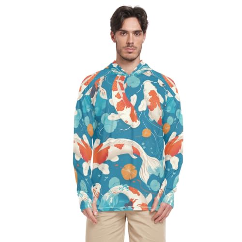 T-Shirt de Pêche et Running Homme Rash Guard Poissons Orange