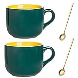Set beinhaltet: 22 oz große Kaffeetasse Set beinhaltet 2 Keramiktassen, 2 Löffel. Mit einem Munddurchmesser von 4,6 Zoll und einer Höhe von 3,7 Zoll hat der große Becher eine maximale Kapazität von 22 Unzen, was größer ist als die meisten Becher und kann Ihre Bedürfnisse im Büro und zu Hause definitiv erfüllen.