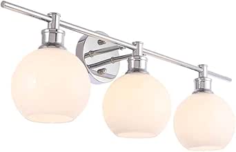 Living District Collier 3 Light Chrome and Frosted White Glass Wall Sconce