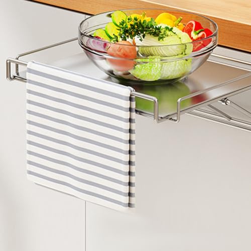 Étagère suspendue cuisine en acier inoxydable argenté durable et robuste - 8