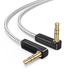 CableCreation 3.5mm Audio Cable(1.5FT/0.45M), 90 Degree 3.5mm Male to Male Auxiliary Aux Cable for Phones, Tablets, Headphones, MP3 Player, Car/Home Stereo, Laptops, iPads
