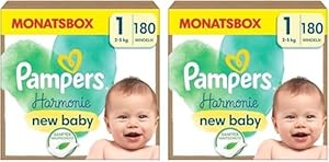 Pampers Harmonie Windeln Größe 1, 180 Windeln, 2kg-5kg, sanfter Hautschutz mit 100 Prozent Pampers Schutz