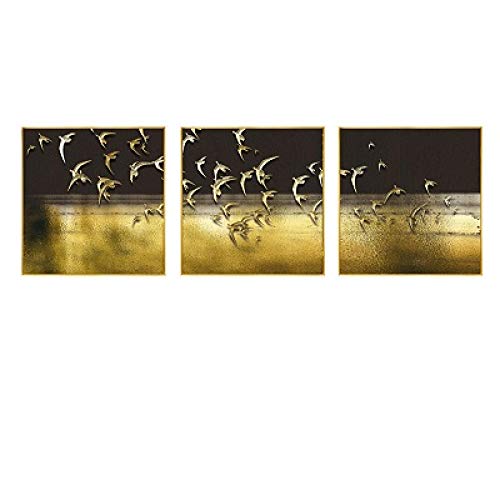 Peintures affiches décor salon triptyque abstrait noir et or