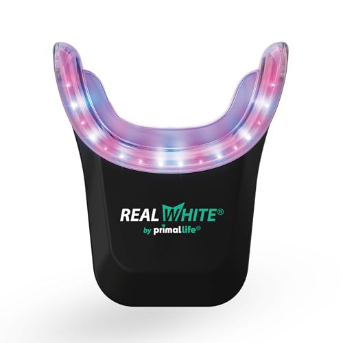 Image of Primal Life Organics V4 Real White Red /Blue LED Light Teeth Whitening System - Includes 20 Treatments