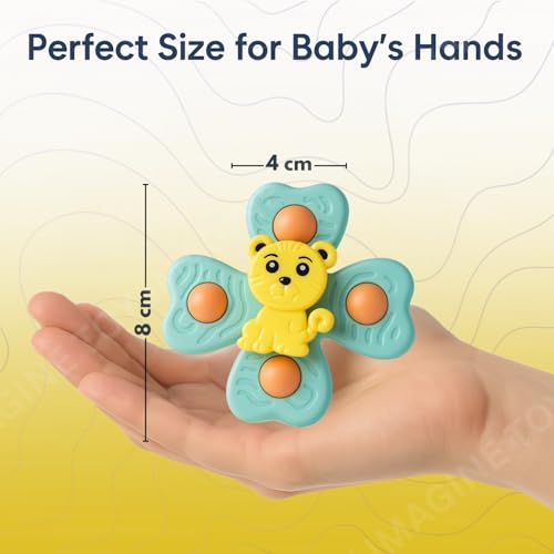 Image of Toy Imagine Suction Spinner Toys for Babies & Toddlers- Fidget Toys for Kids Travel-Friendly Baby Bath Toys, Learning & Gift Accessories (3 Pcs)