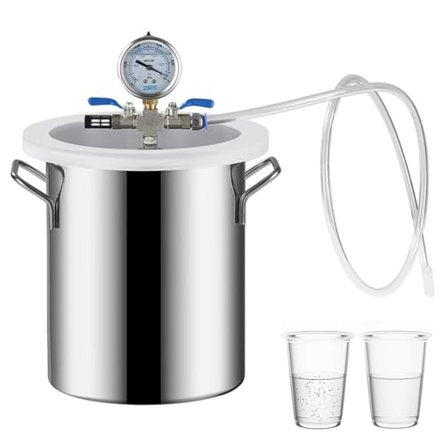 Oracra Vacuum Chamber 2/3/5/6/9/13/20/26 Gallon Vacuum Degassing Chamber Kit, Stainless Steel Bubble Remover Machine for Epoxy Resin, Vacuum Pressure Pot with Hose(5 Gallon/19L)