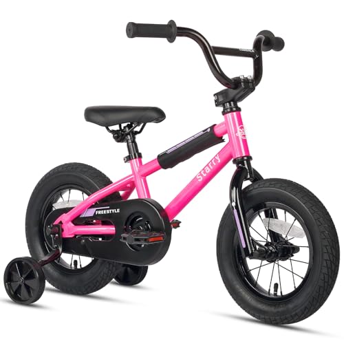 cubsala 12 Inch Kids Bike for 1 2 3 4 Years Old Boys Girls Beiginner Toddlers Riders BMX Style Bicycle with Training Wheels Coaster Brake, Pink