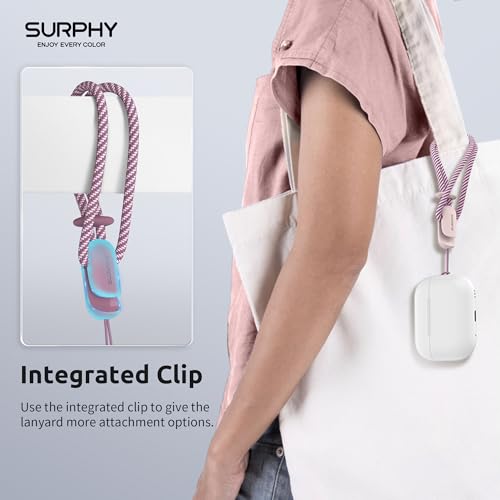Image of SURPHY 2 Pack Phone Lanyard, Phone Wrist Strap for Case, Camera Wrist Strap | Ultra-Light 2-Color Braided Phone Strap, Cellphone Charm Strap, Anti-Lost Wrist Lanyard for Women and Men, Pink LilacPurple