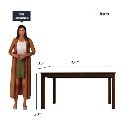 Image of DRIFTINGWOOD Izabel Dining Table 4 Seater | Four Seater Dinning Table with 4 Chairs with Beige Cushions for Home | Rosewood, Walnut Finish, Self Assembly(DIY)