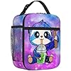 Galaxy Sloth Lunch Box for Girls, Kawaii Insulated Kids Lunch Bag with Noodle Boba Tea Design,Cute Sloth Lunchbox for School Daycare Travel Picnic