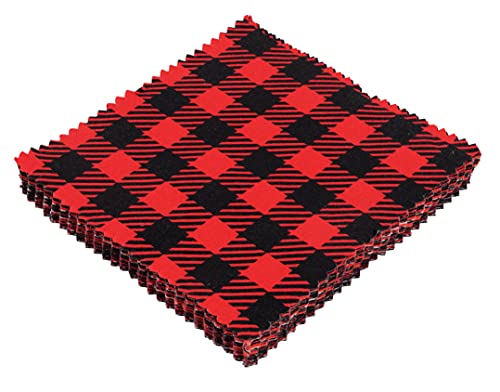 Soimoi Check Print Precut 5-Inch Cotton Fabric Quilting Squares Charm Pack Diy Patchwork Sewing Craft- Red #TOP4