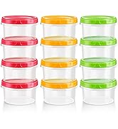 Zezzxu 12 Pack 8 oz Small Plastic Containers with Screw on Lids, Reusable Deli Containers Stackab...
