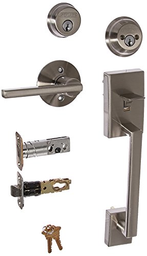 Schlage F62-619 Satin Nickel Century Double Cylinder Handleset with Latitude Lever
