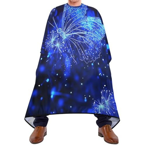 Kigai Blue Butterfly Hair Cutting Cape for Men & Women Waterproof Barber Cape Professional Hairdressing Salon Styling Apron with Adjustable Closure Snap