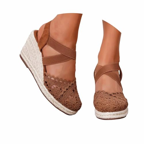 Escarpins Mousse Confort Anti-Douleur à Talon Bloc Style Espadrille