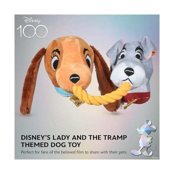 Disney-for-Pets-Lady-and-The-Tramp-Rope-Pet-Toy-14in-Disney-Dog-Toys-Rope-Tug-Toy-for-Dogs-Inspired-by-Lady-and-The-Tramp-with-Crinkle-and-Squeaker Lady and Tramp Pet Toy
