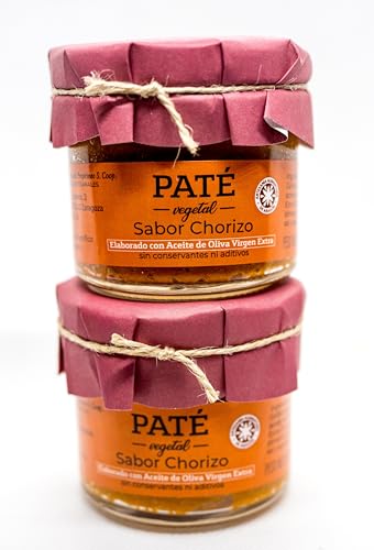 PACK 2 UNIDADES Paté Vegetal Sabor Chorizo 100% VEGANO Con Aceite de Oliva Virgen Extra Sin Conservantes ni aditivos.
