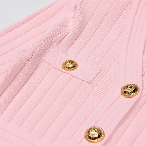 Robe pull en tricot de qualité supérieure fine maille côtelée à boutons Kelsiop