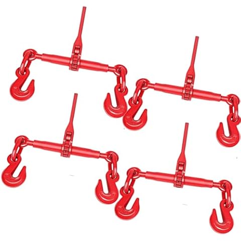 GPOAS 4 Pack Ratchet Chain Binder, 1/4 to 5/16 Inch Load Binders 2600LBS Working Load Capacity, Breaking Strength 9200LBS Heavy Duty Ratchet Type Binder Ratchet Boomer to Truck Flatbed Trailer Cover