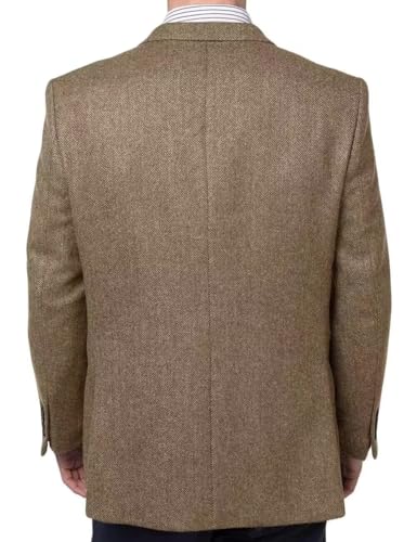 Mens Retro Herringbone Tweed Blazer Two Button Solid Lightweight Sport Coat for Men Business Wedding Prom Jackets3