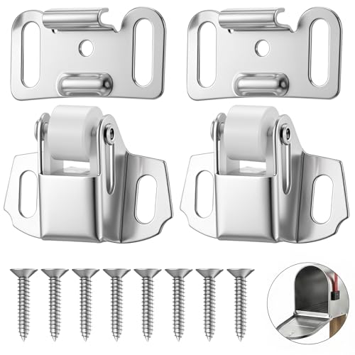 2 Pack Mailbox Latch Replacement Kit Roller Catch Assembly with Screws for Mailbox and Cabinet Doors Durable Zinc Alloy Spring Latch Hardware