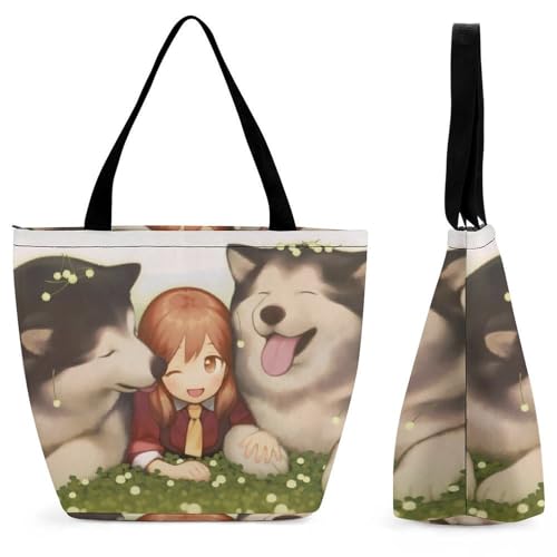 Sac de shopping motif chien pour femme sac à bandoulière grand format 28x32cm