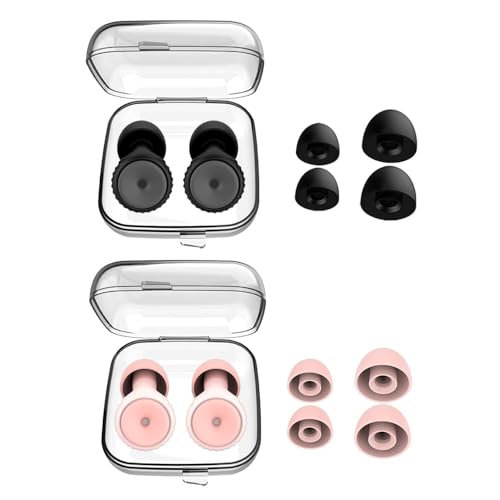 XFSRG Tapones Para Los Oídos De Silicona Reutilizables Reducción De Ruido De 45db Con Estuche De Almacenamiento 6 Pares Protección Auditiva Para Dormir Estudiar Y Trabajar(Gris Blanc)