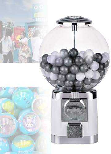 Classic Gumball Dispenser Machine - Bulk Vending Machine for Candy & Capsule Toys, Includes Key, Yellow - Ideal for Kids' Parties & Events, Retro Design