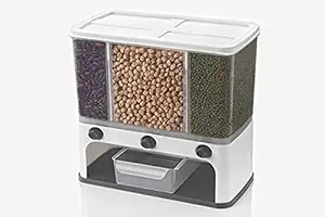 Hyndrix Storage Container - 3 in 1 Wall Mounted Cereal Dispenser 3 Grid Dry Food Dispenser Space Saving Storage Containers for Cereal, Rice, Nuts, Candy, Coffee Bean, Snack, Grain
