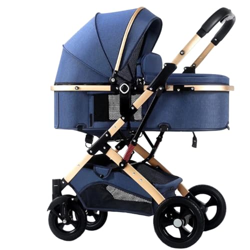 GIZNXBA Carrito Bebé 3 En 1, Cochecito De Bebé Reversible, Silla De Paseo para Bebé, Silla De Paseo Estándar Portátil, Cochecito De Bebé Plegable para Recién Nacidos Y Niños Pequeños(/Blue)